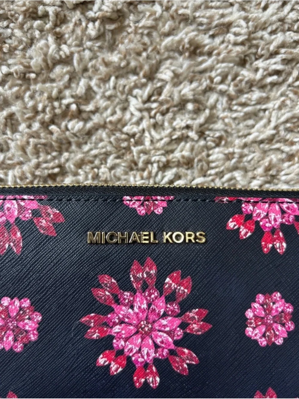 Michael Kors Black Wristlet Wallet with Pink Floral Print - Picture 2 of 10